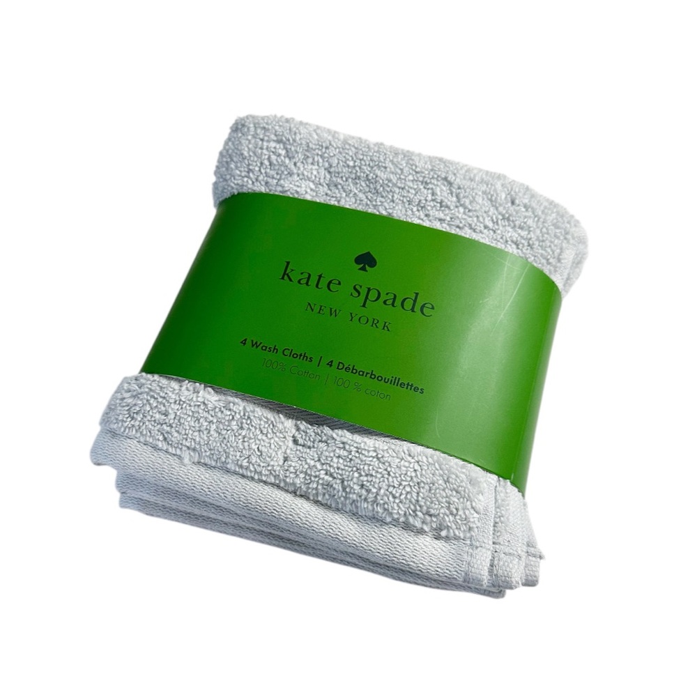 NEW Kate Spade PLATINUM WASH CLOTHS SET/4